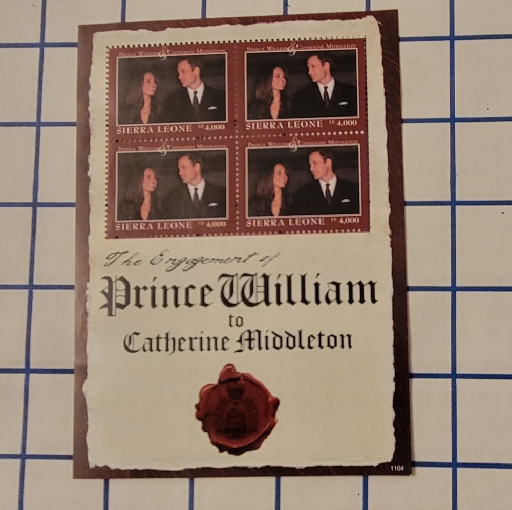2@$25 Kate and William pre-wedding stamps
